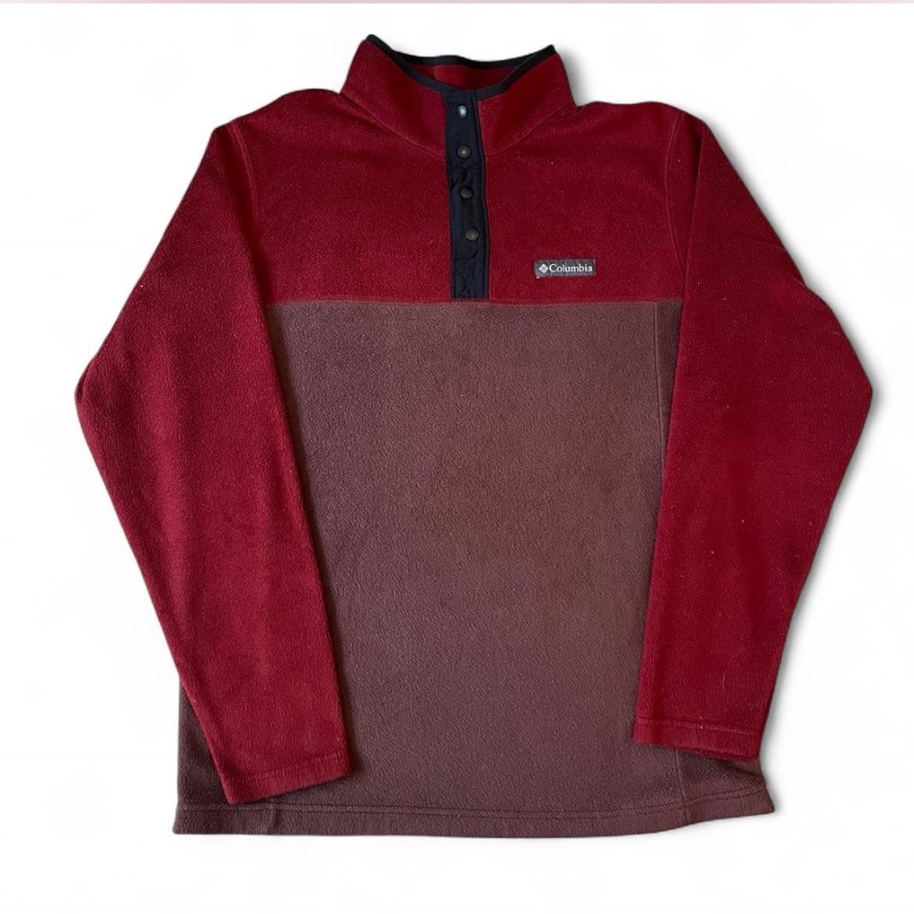 Columbia Burgundy Fleece Pullover size medium half button sweatshirt